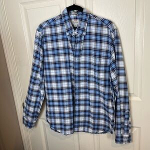 J crew all cotton oxford Men's Blue Plaid Shirt